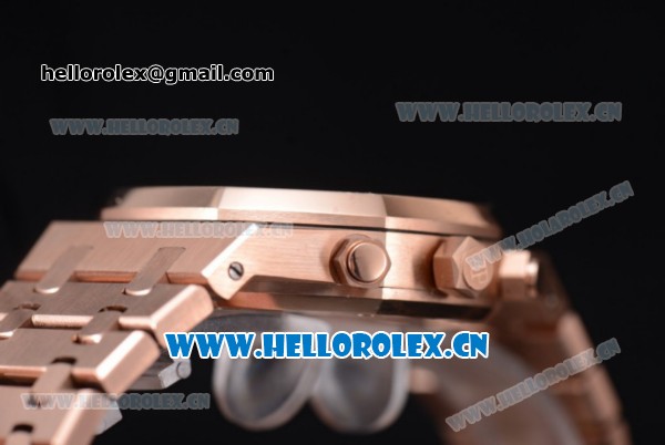 Audemars Piguet Royal Oak Seiko VK64 Quartz Rose Gold Case/Bracelet Silver Dial and Stick Markers (EF) - Click Image to Close